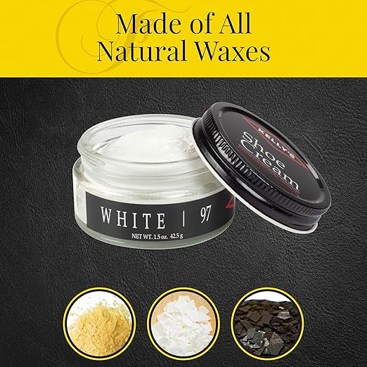 Kelly's White Shoe Polish 1.5 oz - Professional Leather Shoe Cream