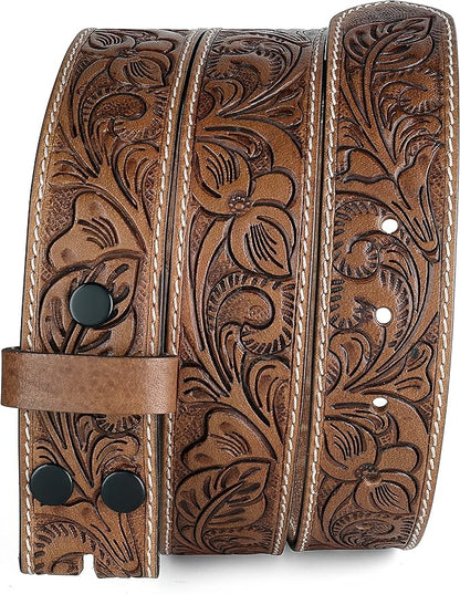 F&L CLASSIC Western Belt without buckle for men – Full Grain Leather Cowboy Belts for jeans - One Piece Leather strap belt