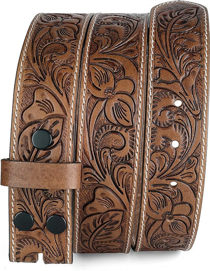 F&L CLASSIC Western Belt without buckle for men – Full Grain Leather Cowboy Belts for jeans - One Piece Leather strap belt