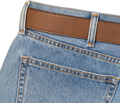 BC Belts Leather Belt Strap with Vintage Distressed Texture 1.5" Wide with Snaps and without Buckle