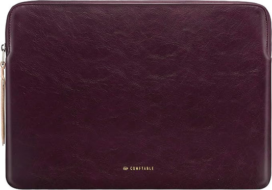 Comfyable Slim Protective Laptop Sleeve, PU Leather Bag Compatible with 15" MacBook Air (Snug Fit) M5 & 14" MacBook Pro M5 Pro/Max 2026 (Loose Fit), Berry Brown