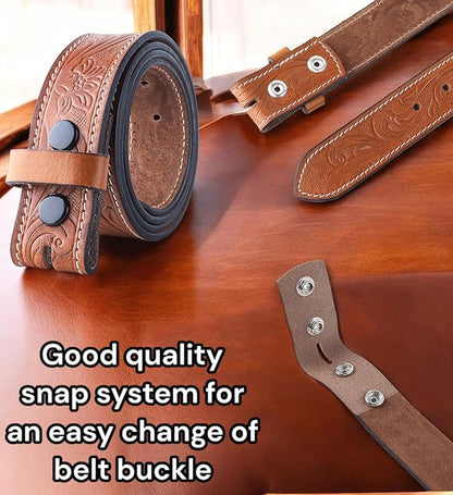 F&L CLASSIC Western Belt without buckle for men – Full Grain Leather Cowboy Belts for jeans - One Piece Leather strap belt
