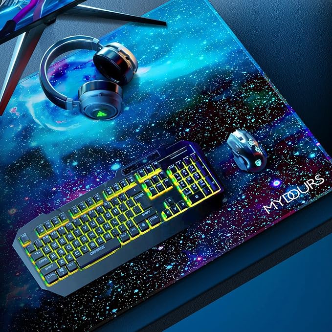 Mydours 48" x 24" Gaming Mouse Pad - Huge Mouse Pad XXXL, Non-Slip Rubber & Smooth Fabric Full Desk Pad, Computer Pad Protector, Extended Desk Mat for Office, Home Writing & Working (Universe)