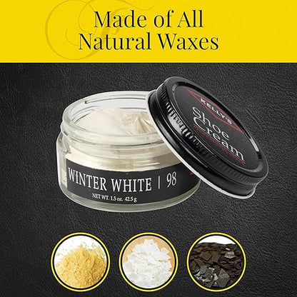 Kelly's Winter White Shoe Polish 1.5 oz - Professional Leather Shoe Cream