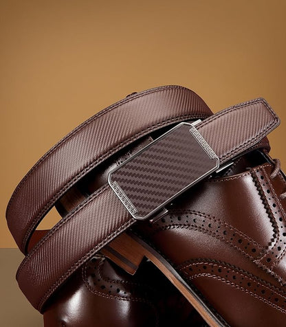 CHAOREN Mens Dress Belt - Mens Ratchet Belt Leather for Dress Pant - Micro Adjustable Belts Fit Everywhere