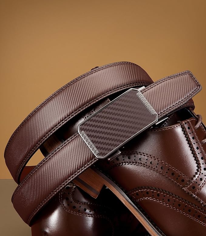 CHAOREN Mens Dress Belt - Mens Ratchet Belt Leather for Dress Pant - Micro Adjustable Belts Fit Everywhere