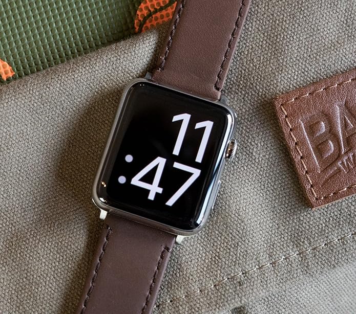 BARTON WATCH BANDS - Top Grain Leather Watch Bands Compatible with Apple Watch Models - 1, 2, 3, 4, 5, 6, 7, 8, 9, 10, SE, Ultra & Ultra 2