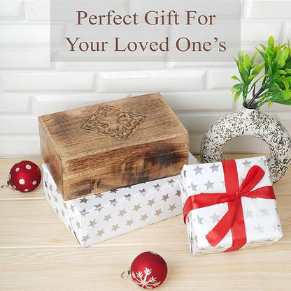 Ajuny Hand Carved Decorative Wooden Jewelry Box Celtic Centre Design Rustic Finish Keepsake Storage Travel Organizer Treasure Chest Trinket Holder Great for Gifts