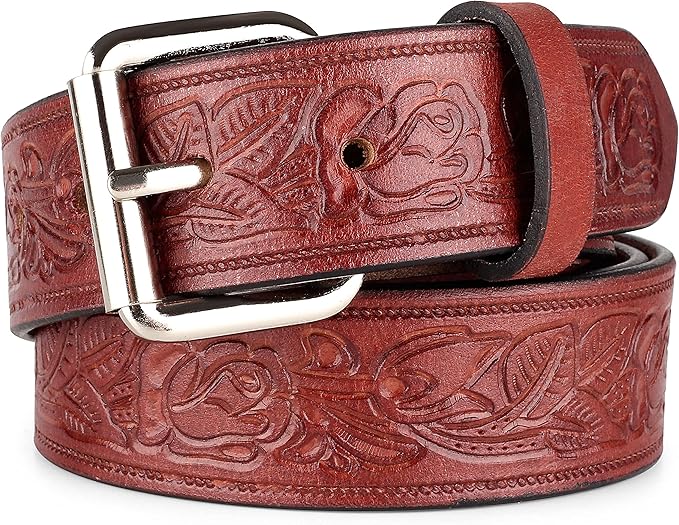 F&L CLASSIC Men's full Grain Vintage Distressed leather Belt,easy to change Roller buckle,1.5" Wide,USA,