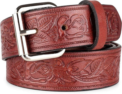 F&L CLASSIC Men's full Grain Vintage Distressed leather Belt,easy to change Roller buckle,1.5" Wide,USA,