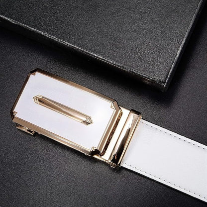 Dubulle Men's Ratchet Belt Gold/Black/Red/Green/Blue/White Automatic Buckle Business Casual Belt Gift - Adjustable Fit