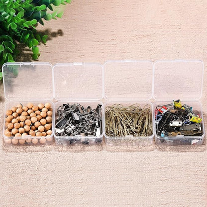 SATINIOR 12 Pack Clear Plastic Beads Storage Containers Box with Hinged Lid for Beads and More (2.12 x 2.12 x 0.79 Inch)