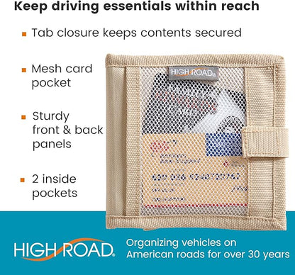 High Road Car Registration and Insurance Card Holder for Sun Visor, Glove Box or Console with 2 Clear Hidden Car Document Pockets and Front Card Pocket