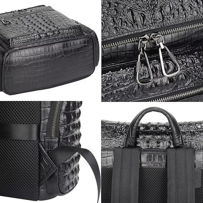 boshiho Real Leather Laptop Backpack Fashion Travel Bag Daypack for Men (L - Metal Zipper Pull)