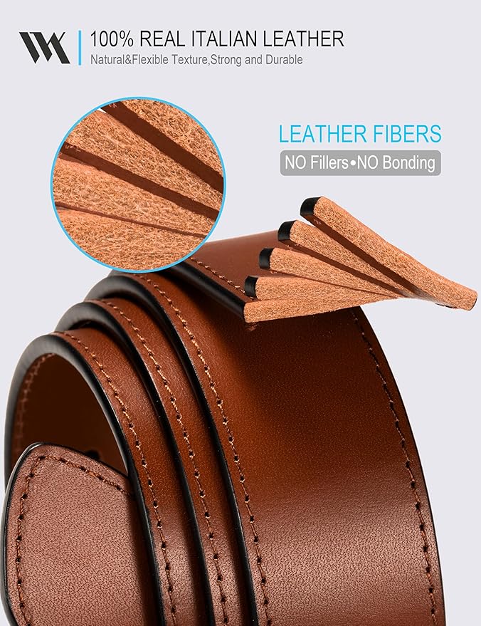 WOLFANT Men's 35mm Dress Casual Belt,100% Italian Full Grain Real Solid Leather