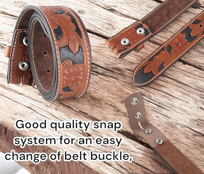 F&L CLASSIC Western Belt without buckle for men – Full Grain Leather Cowboy Belts for jeans - One Piece Leather strap belt