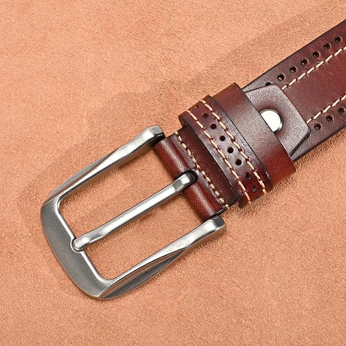 Luxury Full Grain Genuine Leather Belt Men Gift, 1.5" Wide Vintage Real Leather Western Cowboy Men's Belts