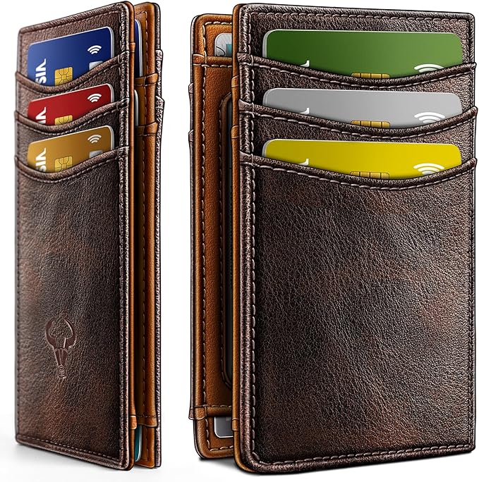 BULLIANT Slim Wallet For Men 12Cards,Magnetic Flip Build-in Money Clip Airtag Compatible-RFID Blocking