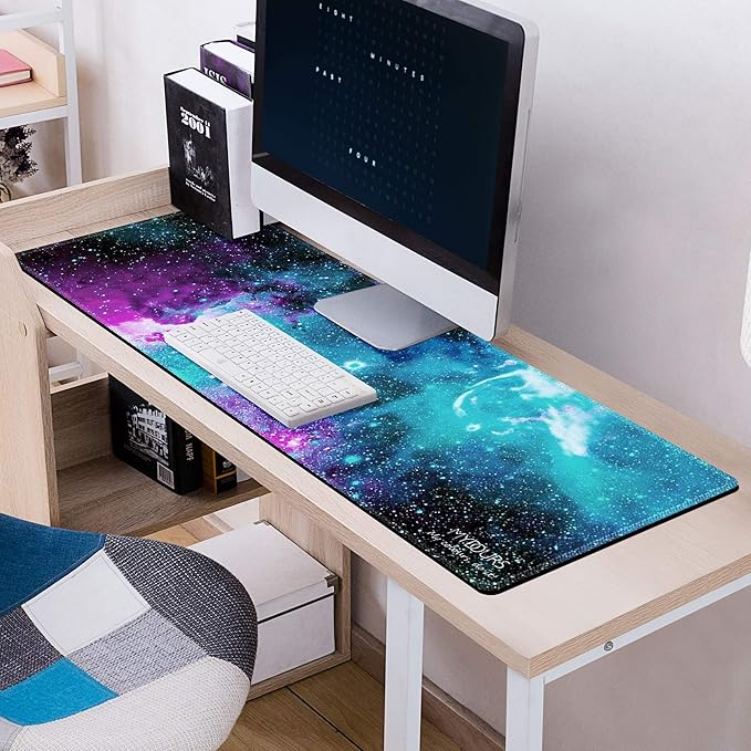 Mydours XXL Gaming Mouse Pad 48x16 Inches, Extra Large Mouse Pad with Fabric & Non-Slip Rubber, Desk Pad for PC Gaming & Office Workspace, Desk Pad for Keyboard & Computer Accessories (Universe)