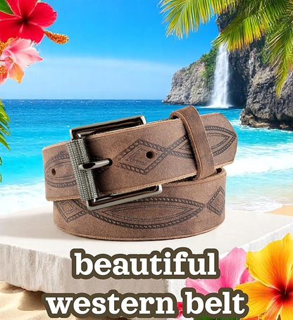 F&L CLASSIC Men's full Grain Vintage Distressed leather Belt,easy to change Roller buckle,1.5" Wide,USA,