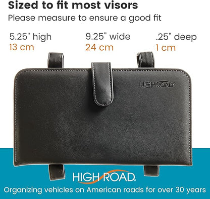 High Road Car Document Holder - Registration and Insurance Card Holder and Car Visor Organizer with 6 Clear Pockets and Pen Loop for Driving Documents, Cards and Paperwork