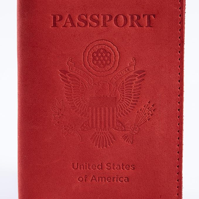INCARNE US Leather Passport Holder for Travel - Passport Case - Passport Wallet for Men - Passport Cover for Women Sleeve Protector - Travel Essentials Vacation Luggage Travel Gifts - Vintage Red