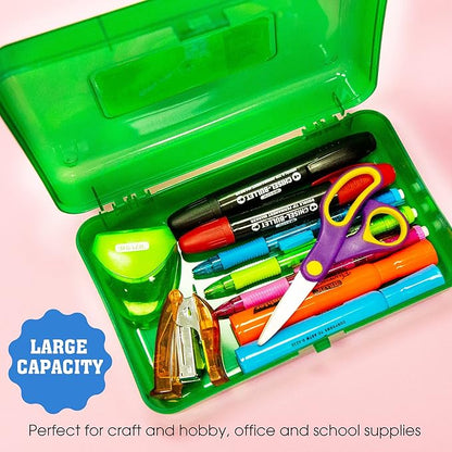 BAZIC Products Plastic Pencil Case Utility Storage Box, COLOR VARY Organizer for Pens Pencils, 1-Unit