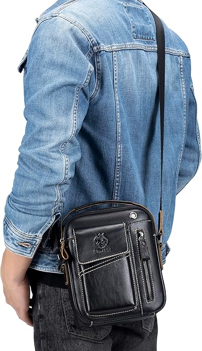 Leather Shoulder Bag for Men Small Mens Crossbody Bag Purses Handbags | Small, Genuine Leather, Crossbody, Men Purse, Casual, Daypack