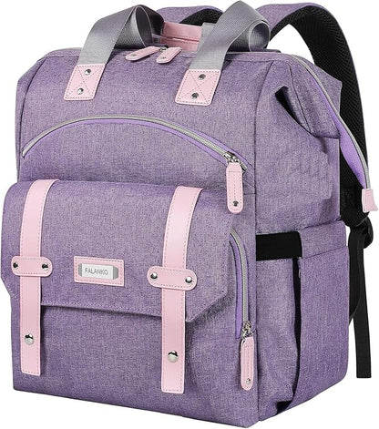 FALANKO Laptop Backpack for Women, Anti Theft Backpacks with RFID Anti Theft Water Resistant,Wide Top Open Work Teacher College Travel Computer Bag for Woman Fits 15.6 Inch Laptop