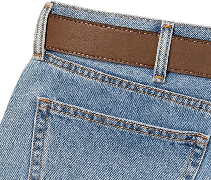 BC Belts Leather Belt Strap with Vintage Distressed Texture 1.5" Wide with Snaps and without Buckle