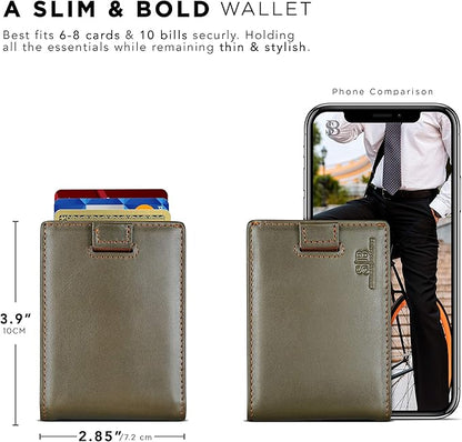SERMAN BRANDS RFID Blocking Slim Money Clip Wallet – Leather Bifold Front Pocket Minimalist Mens Wallet with Money Clip for Men, Small Credit Card Holder Wallet - Travel Wallet with Gift Box