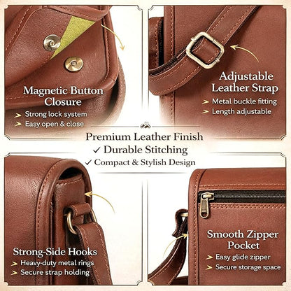 11 inch Small Crossbody Shoulder Genuine Leather iPad/Tablet Vintage Messenger Bag For 10.5 inch iPad Pro for Women & Men
