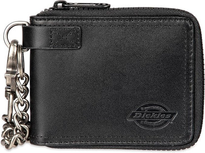 Dickies Men's RFID Everyday Leather Bifold Chain Wallet Black
