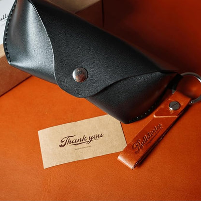 Leather Eyeglasses Case,Flexible Sunglasses Pouch Slim Case for Women Men Horizontal Eyeglass Case