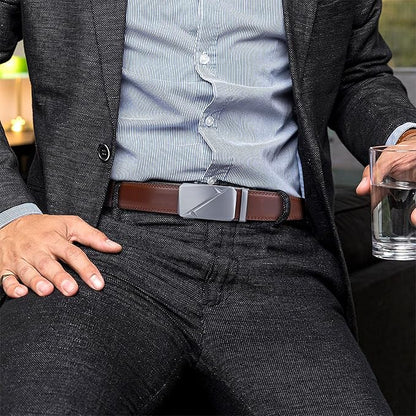 DOOPAI Belt Men, Ratchet Dress Adjustable 1 3/8" Sliding Leather Designer, Size Length Can be Cut, with Gift Box