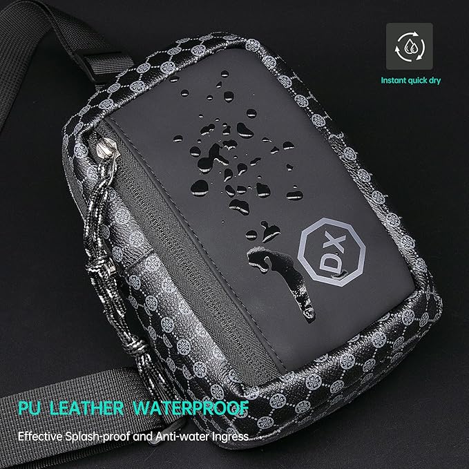 Long Keeper Mini Sling Bag - Women Men Vegan Leather Crossbody Phone Bag Waterproof Travel Running Chest Bag Casual Daypack