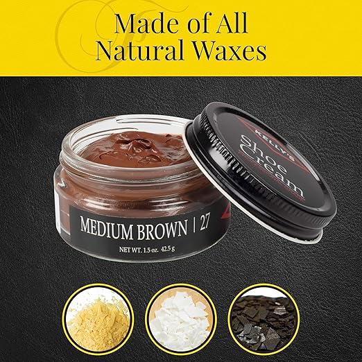 Kelly's Medium Brown Shoe Polish 1.5 oz - Professional Leather Shoe Cream