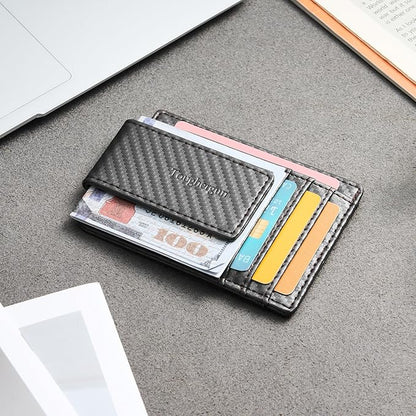 Toughergun Slim Wallet for Men RFID Blocking Money Clip, Minimalist Front Pocket Credit Card Holder, Magnetic Thin Mens Wallets with ID Window