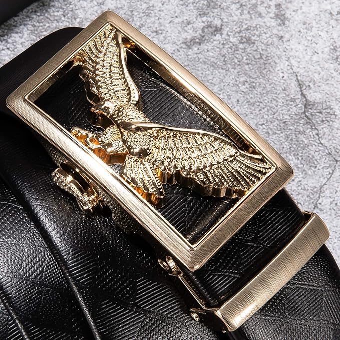 Dubulle Designer Mens Belts, Sliding Automatic Buckle Ratchet Dress Belt TOP Genuine Leather Strap Gifts