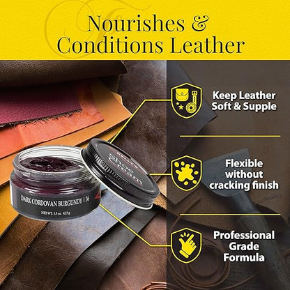 Kelly's Dark Cordovan Burgundy Shoe Polish 1.5 oz - Professional Shoe Cream