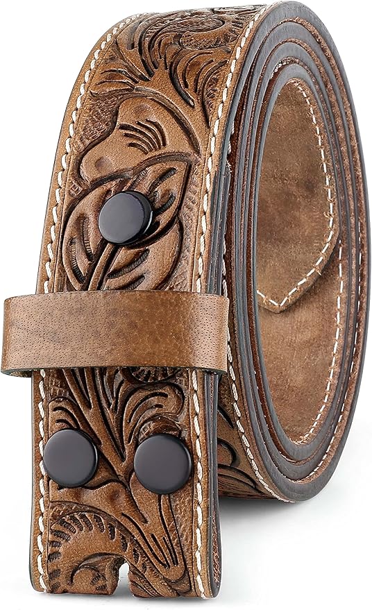 F&L CLASSIC Western Belt without buckle for men – Full Grain Leather Cowboy Belts for jeans - One Piece Leather strap belt
