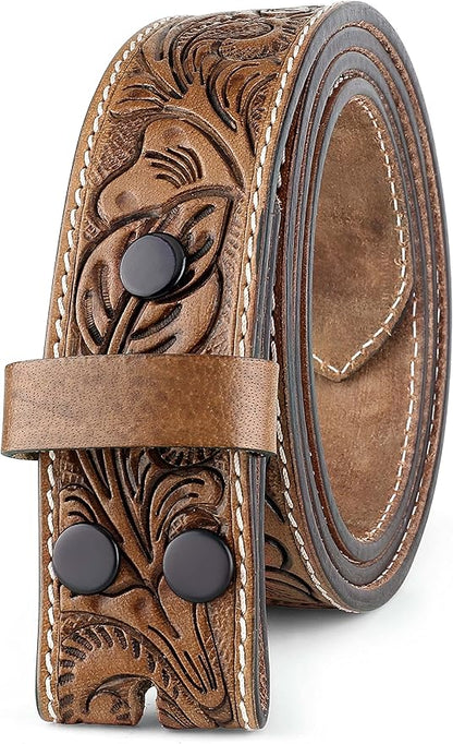 F&L CLASSIC Western Belt without buckle for men – Full Grain Leather Cowboy Belts for jeans - One Piece Leather strap belt