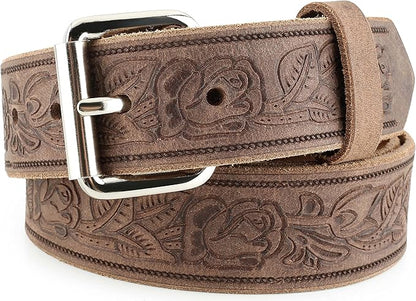 F&L CLASSIC Men's full Grain Vintage Distressed leather Belt,easy to change Roller buckle,1.5" Wide,USA,