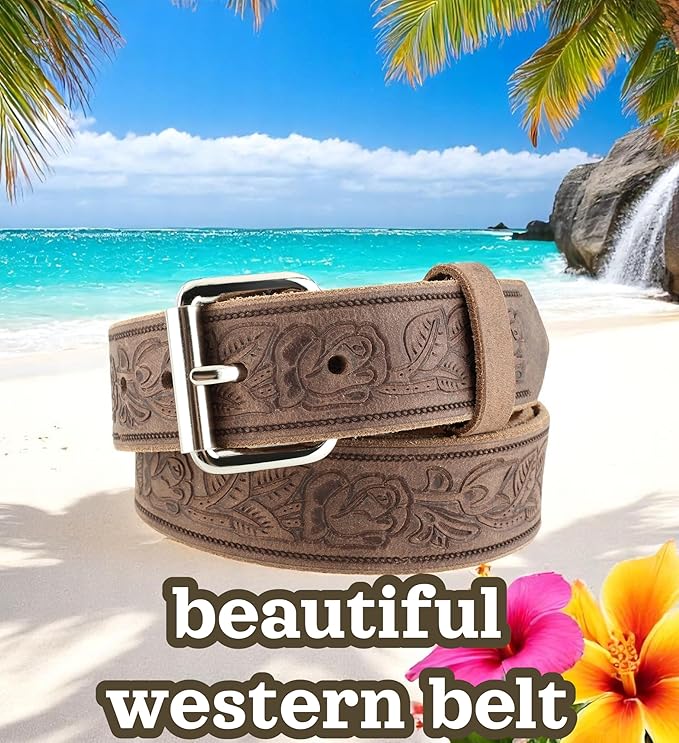F&L CLASSIC Men's full Grain Vintage Distressed leather Belt,easy to change Roller buckle,1.5" Wide,USA,
