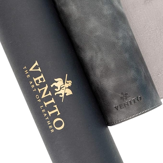 Venito Premium Leather Desk Mat (36 X 19 inch) - Large Computer Desk Mat for Home Office Accessories (Faded Gray)*