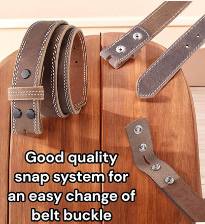 F&L CLASSIC Belt for buckle men Snap on Strap Full Grain One Piece Leather no buckle,1 1/2" Wide, USA