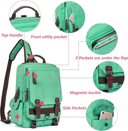 Leaper Retro Crossbody Bag Sling Bag Canvas Messenger Bag for Men Women Shoulder Bag Crossbody Handbags Satchel Travel Bag