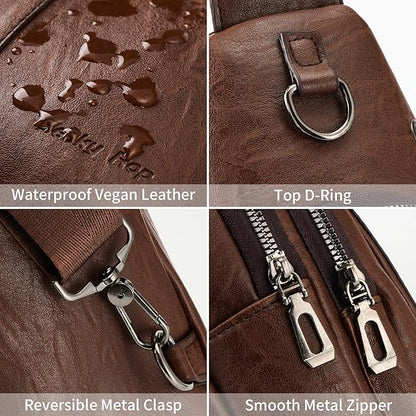 Seoky Rop Sling Backpack for Men Sling Bag Crossbody Shoulder Bags Travel Bag Purse with Water Resistant Dark Brown