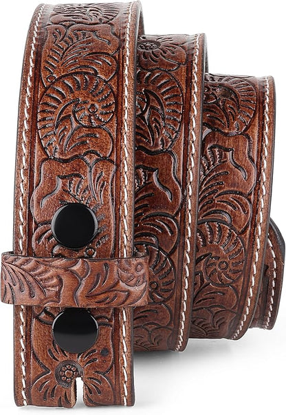 F&L CLASSIC Western Belt without buckle for men – Full Grain Leather Cowboy Belts for jeans - One Piece Leather strap belt