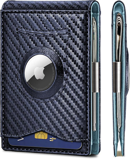 BULLIANT Men Wallet Airtag&Standard Use,Slim Front Pocket Wallet Money Clip for Gifg Men RFID Blocking 11Cards